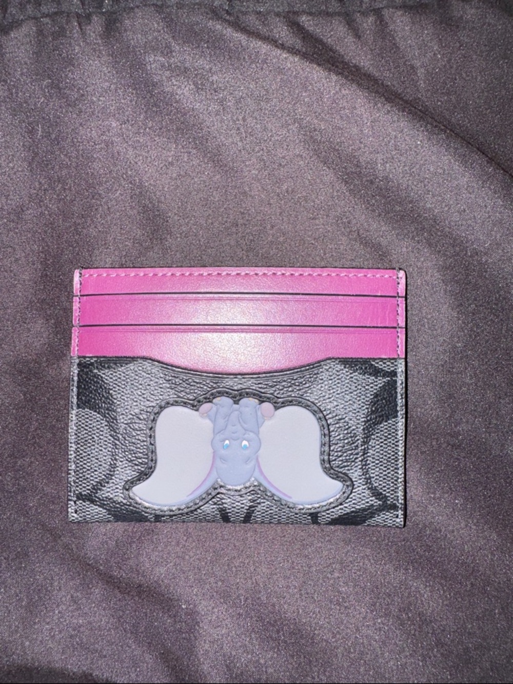 Coach Pink and Gray Elephant Card Holder